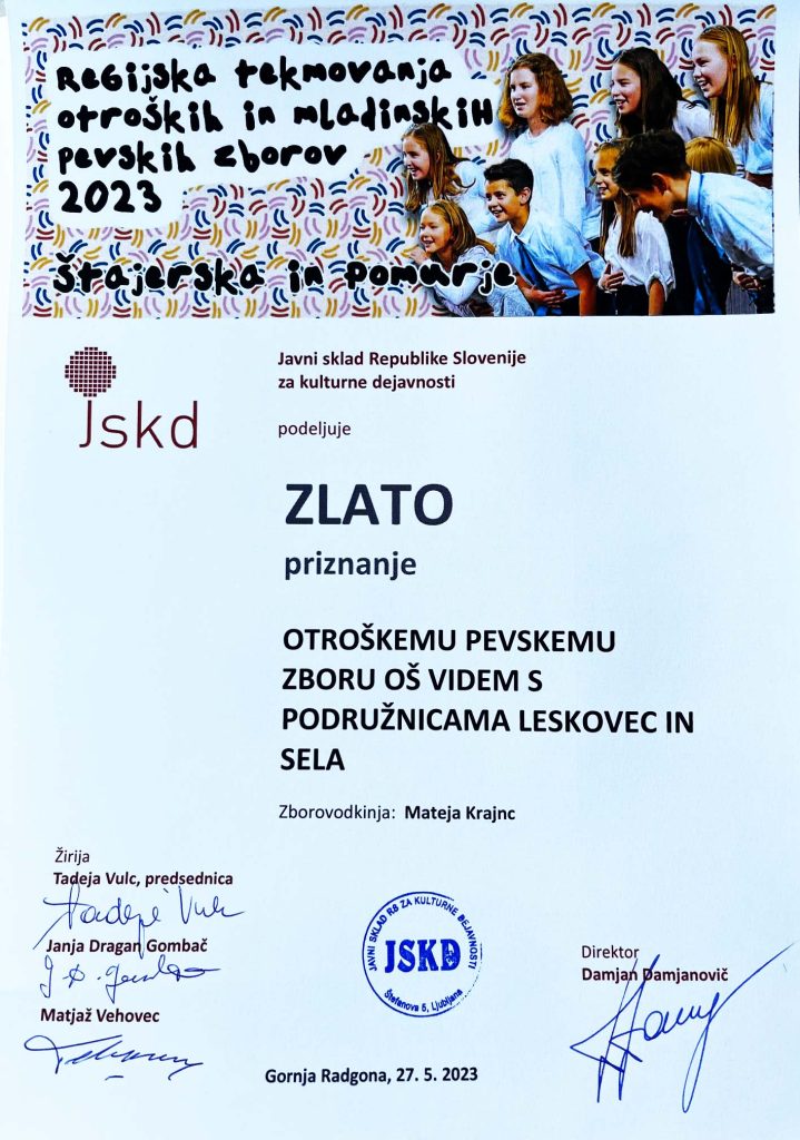 ZLATO priznanje OPZ